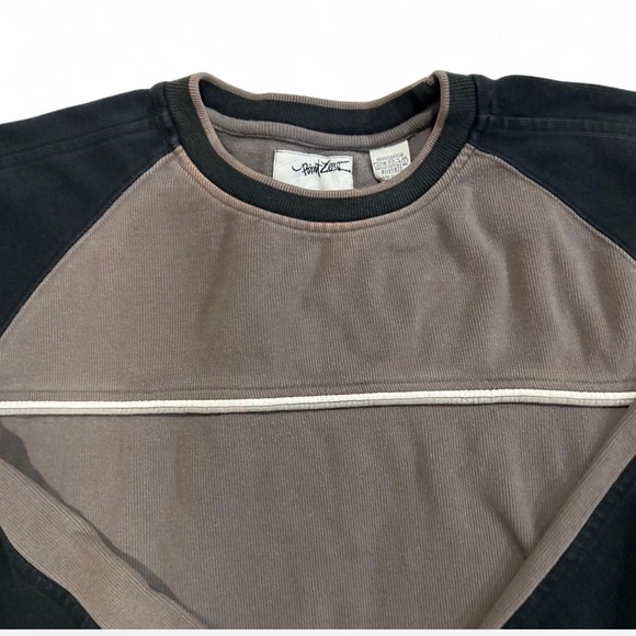 Point Zero | Vintage Long-sleeve Cotton Crewneck Shirt Black Gray Men's Small - Picture 1 of 7